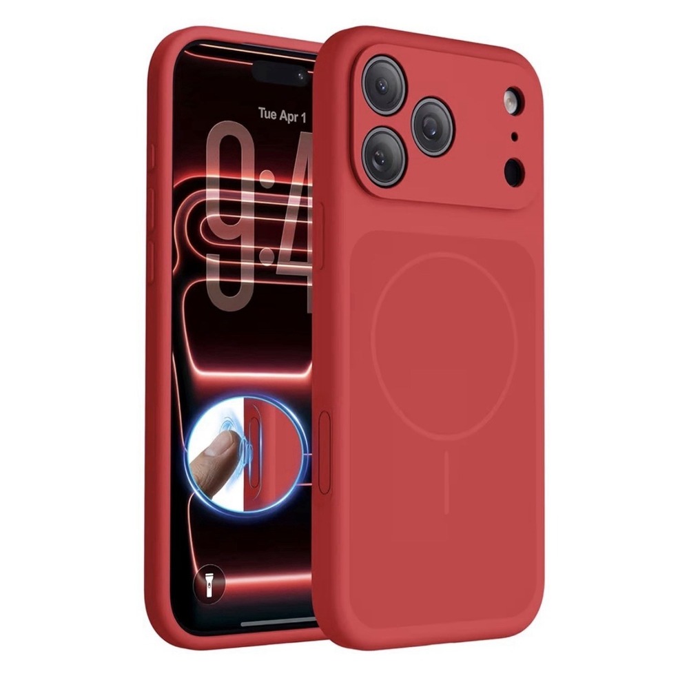 Magnetic iPhone 17 Pro Case Full Camera Protection Matte Soild Color- Red